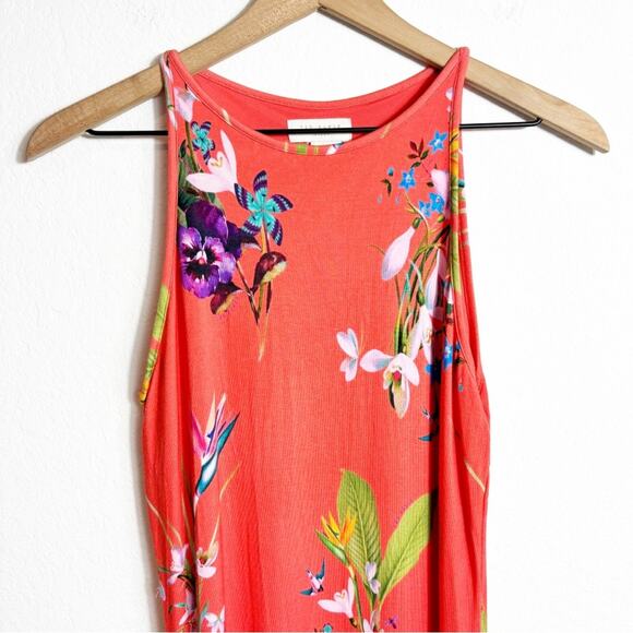 TED BAKER ORANGE GREEN FLORAL JOELIA TROPICAL OASIS BODYCON DRESS SIZE 2 - Picture 5 of 7